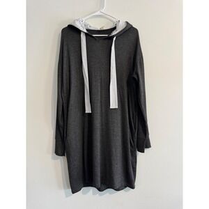 Hoodie Dress Vacation Lazy Sundays Womens Size M Gray Pockets Lounge relaxed